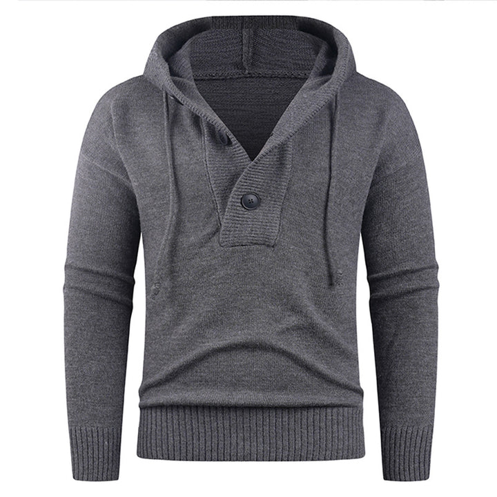 Trendy men's sweater with high collar and functional buttons Lune London