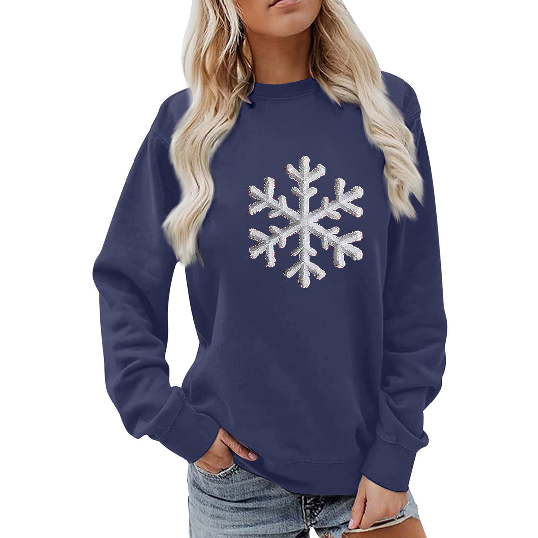 Sweat-shirt pour femmes avec design de flocon de neige brillant et coupe décontractée Chic & Stil