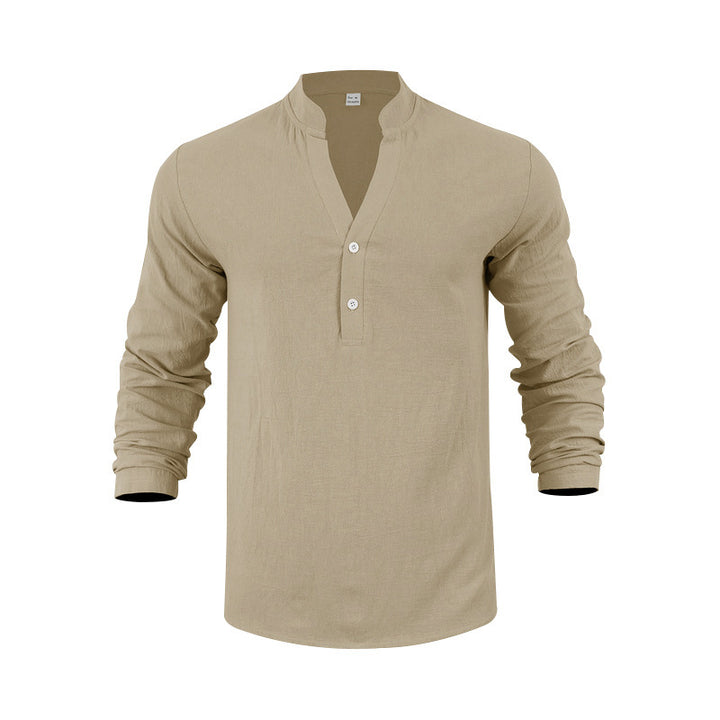 Trendy long sleeve Henley shirt for men with textured design Lune London
