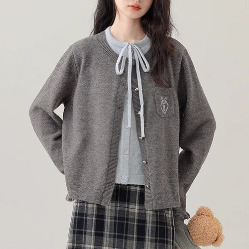 Women's knitted jacket with decorative buttons and high-quality embroidery Lune London