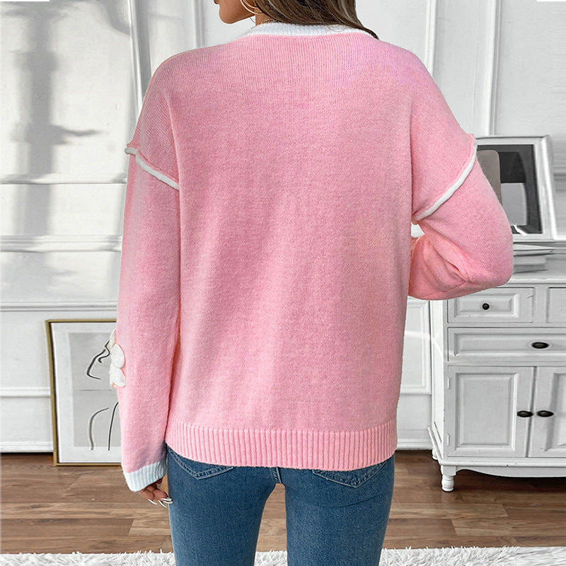 Pull femme décontracté avec des applications florales Lune London