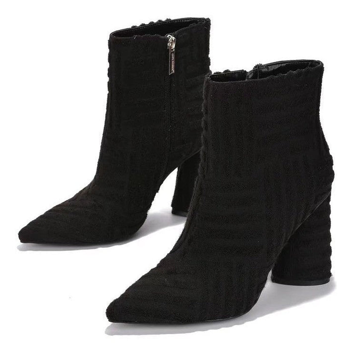 Women's Elegant Ankle Boots with Textured Upper Material and Practical Zipper Lune London