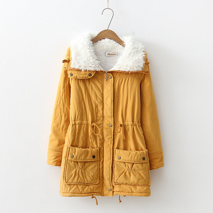 Women's winter coat, straight cut, with faux fur collar and practical pockets Lune London