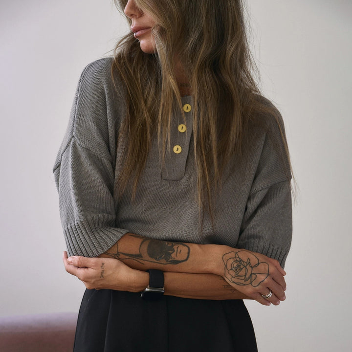 Ladies Short Sleeve Sweater Chic and Comfortable Stylish