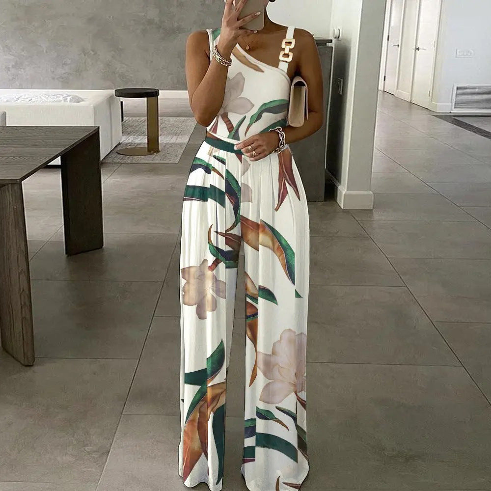 Women Floral Print Wide Leg Jumpsuit Lune London