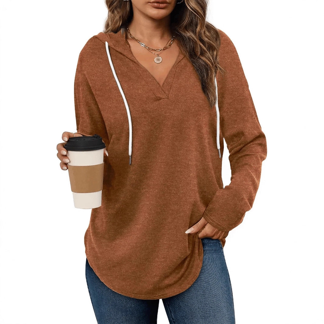 Women's casual hoodie with V-neck and long sleeves Lune London