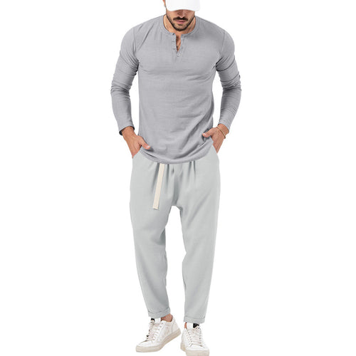 Men's Casual Long Sleeve Henley T-Shirt and Comfortable Jogging Pants Set Lune London