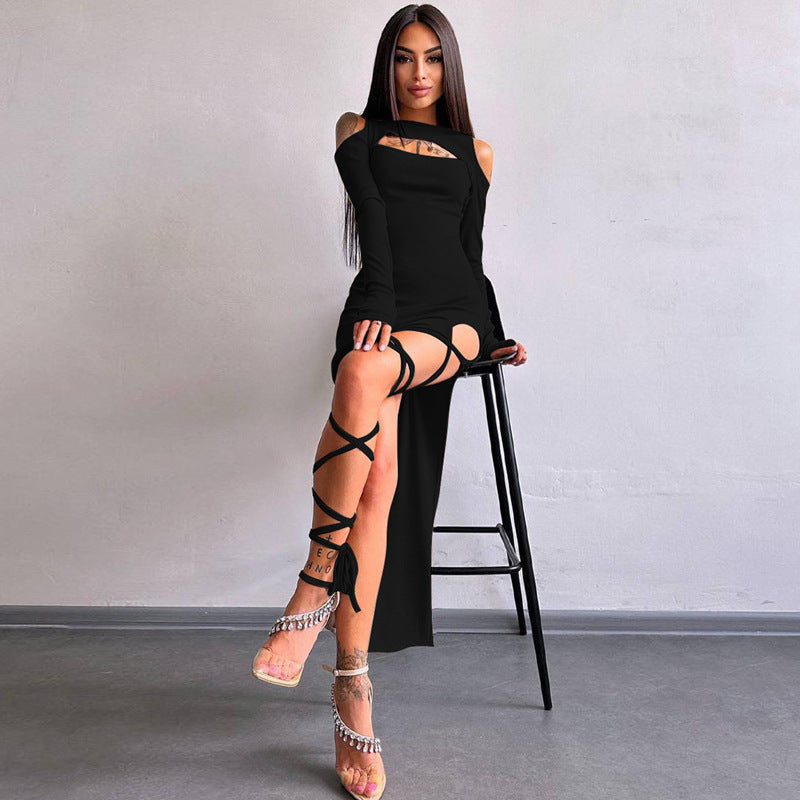 Women Elegant Off-Shoulder Maxi Dress with Refined Straps Lune London