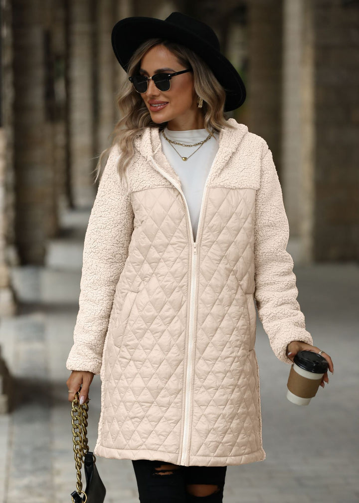 Transitional jacket for women with cozy fleece and hood Lune London
