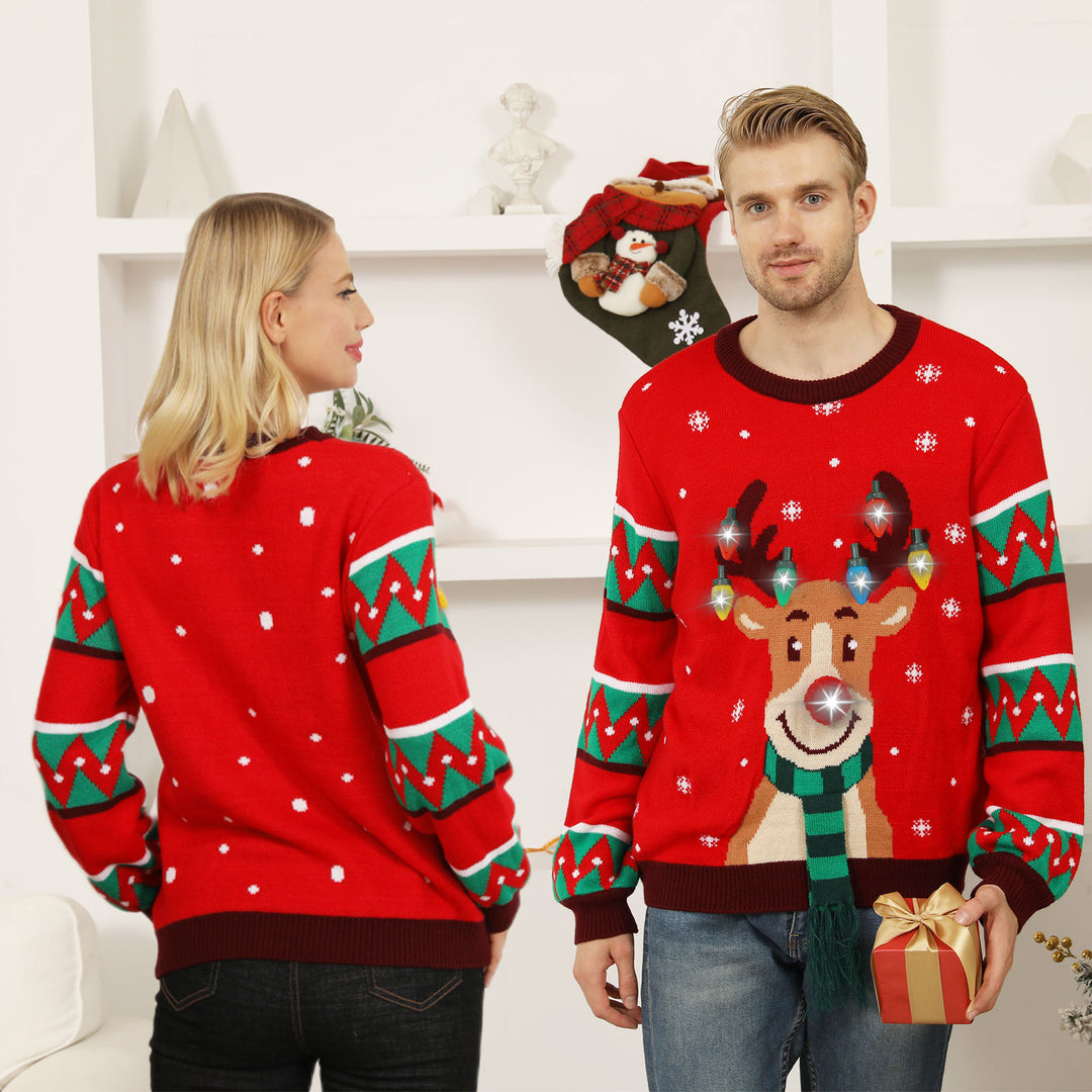 Christmas knit sweater for men with festive reindeer pattern and bright details Lune London