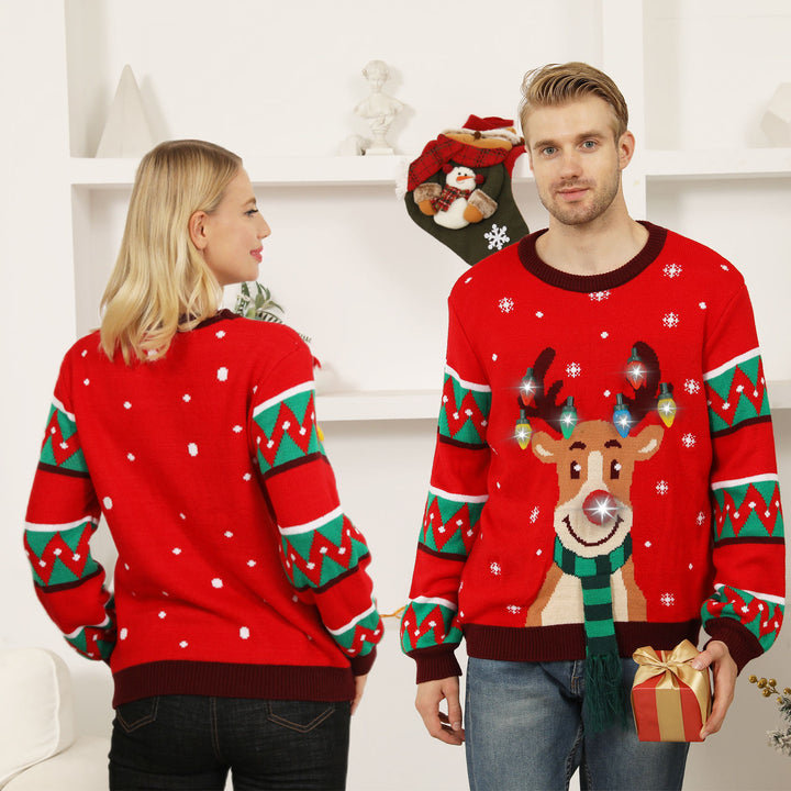 Christmas knit sweater for men with festive reindeer pattern and bright details Lune London