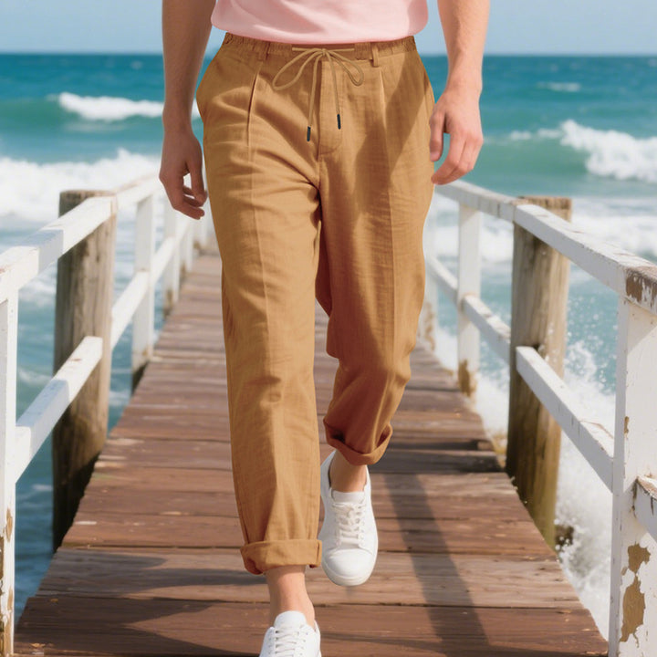 Casual beach pants for men with elastic waist and handy side pockets Lune London