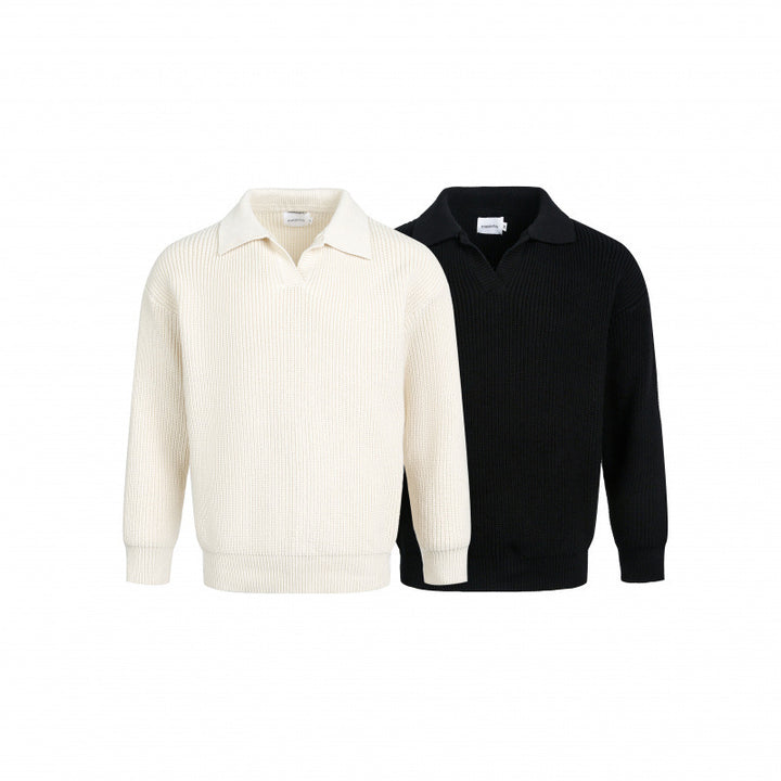 Ladies Elegant sweater and knitwear with modern collar and fine ribs Lune London