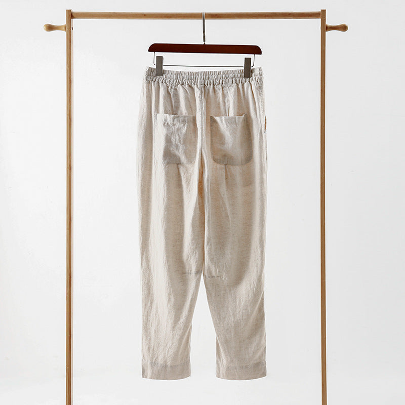 Casual linen pants for women with an elastic waist and practical side pockets Lune London