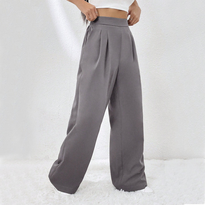 Pantalons larges élégants pour femmes avec taille haute et plis Chic & Stil