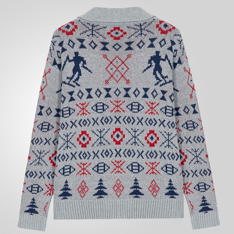 Men's knitted jacket with exclusive Norwegian pattern and practical pockets Lune London
