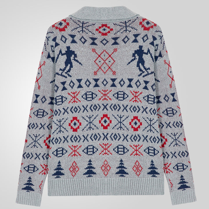 Men's knitted jacket with exclusive Norwegian pattern and practical pockets Lune London