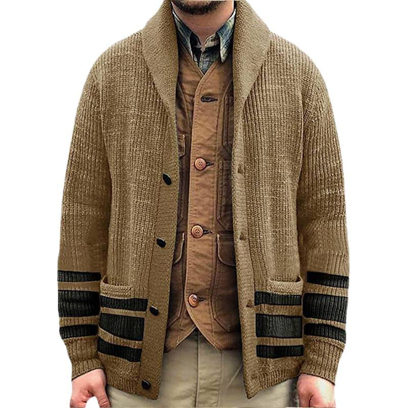 Thick knit cardigan for men with modern details and practical pockets Lune London