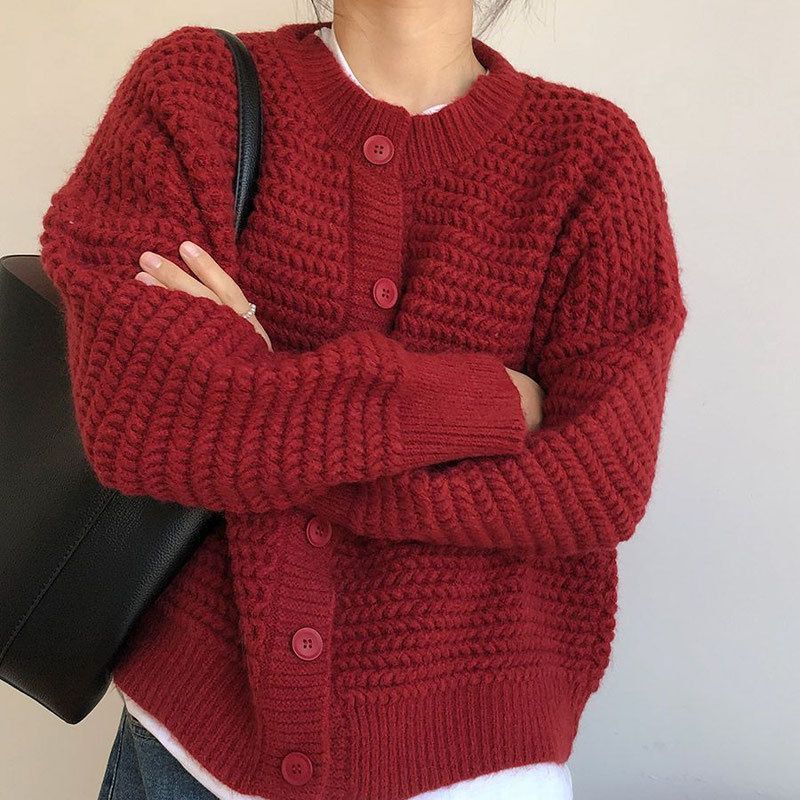 Thick knit jacket for women with button details and oversized cut Lune London