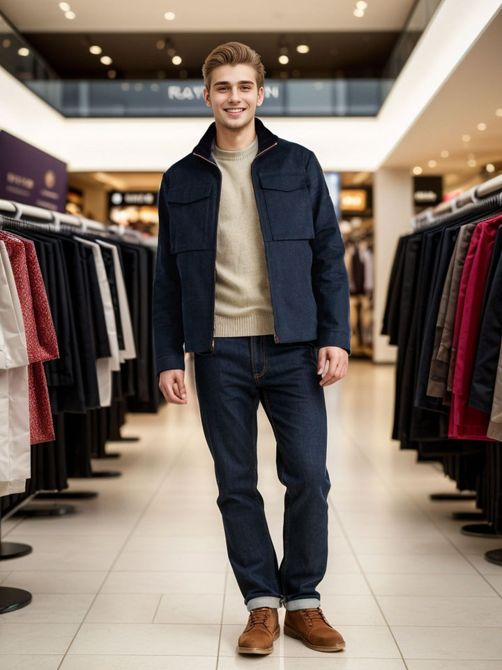 Practical utility jacket for men with large patch pockets Lune London