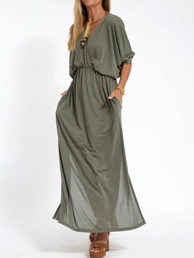 Robe maxi élégante pour femmes avec fente latérale et ceinture flexible Chic & Stil