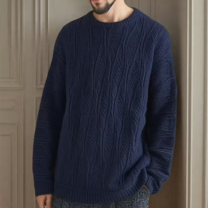 Chunky knit sweater for women with a unique honeycomb pattern and a high collar Lune London