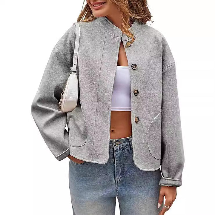 Women oversized button jacket with side pockets Lune London