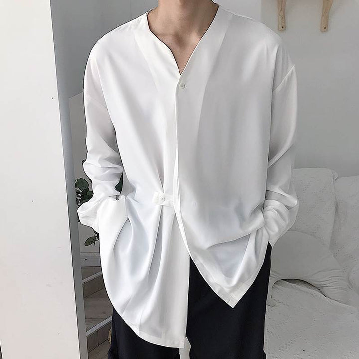 Men's casual long sleeve t-shirt with innovative high collar and practical pockets Lune London