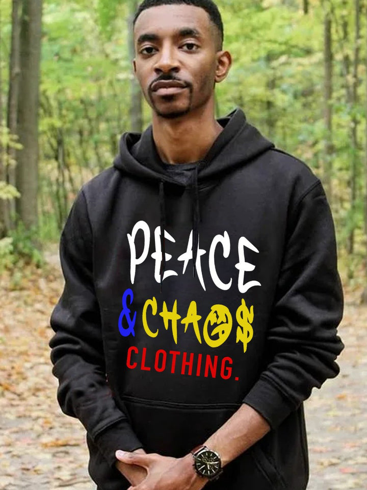 Hooded sweatshirt for men with a catchy inscription and practical pockets Lune London
