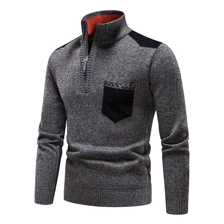 High-quality knitted sweater for men with modern zipper and practical chest pocket Lune London