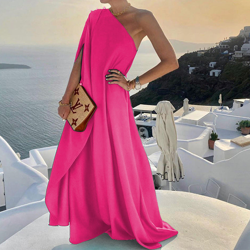 Asymmetrical draped evening dress for women Lune London