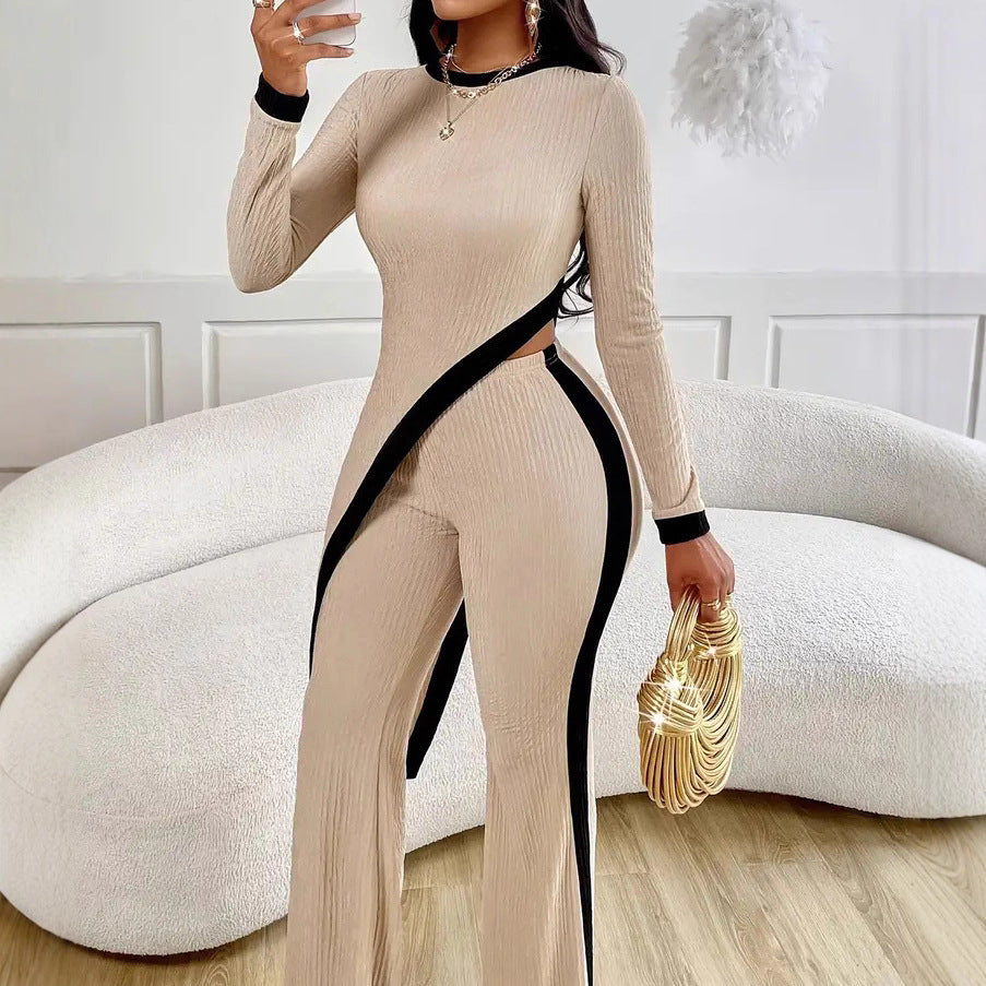 Casual jumpsuit for women in textured fabric with contrasting details Lune London
