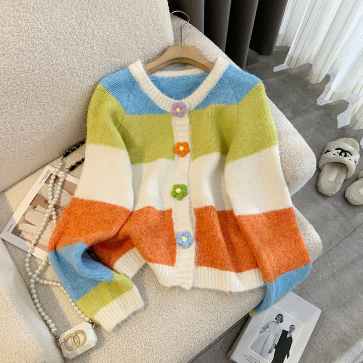 Cardigan pour femme avec des détails de boutons colorés et une coupe décontractée Chic & Stil