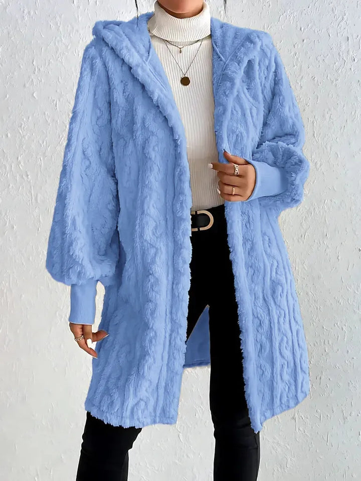 Trendy long jacket for women with hood and texture Lune London
