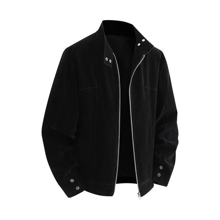 Men's soft synthetic leather leisure jacket with practical collar and zipper Lune London