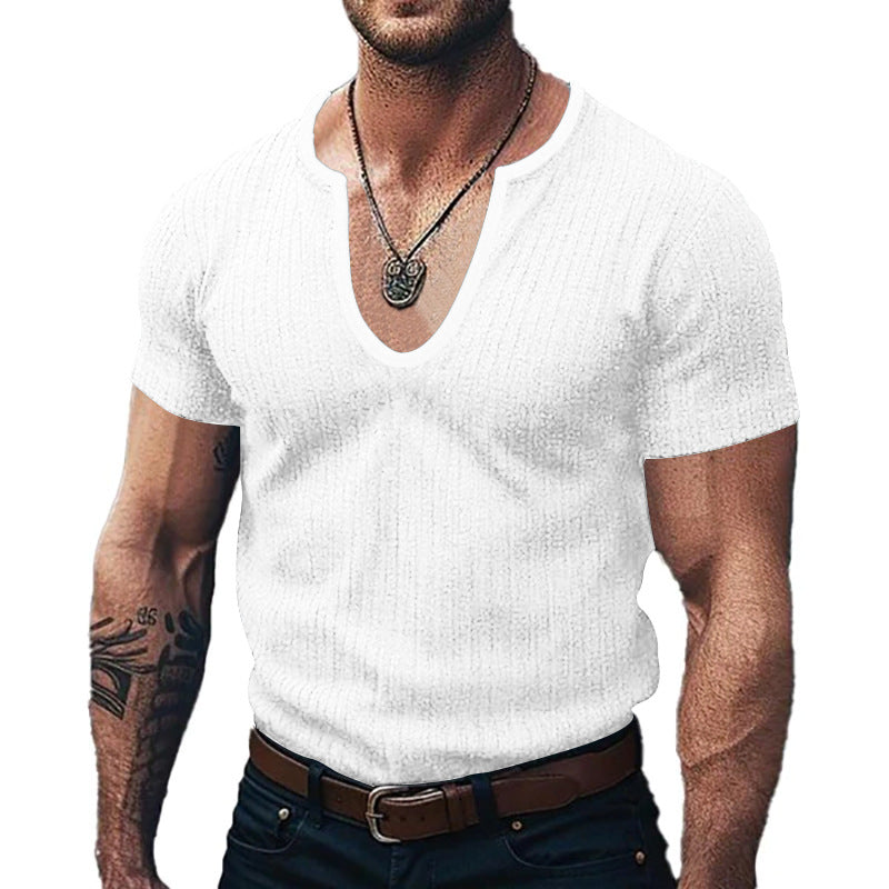 Men's V-neck ribbed T-shirt Lune London