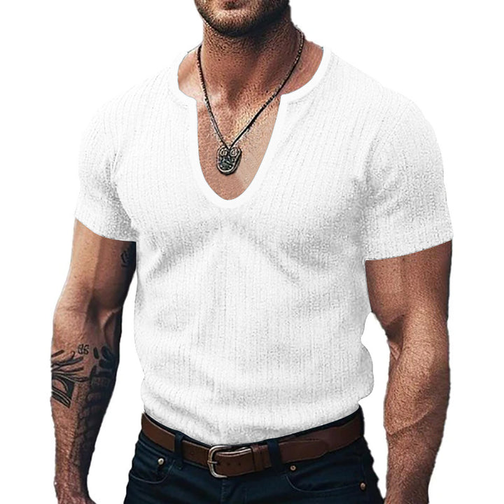 Men's V-neck ribbed T-shirt Lune London