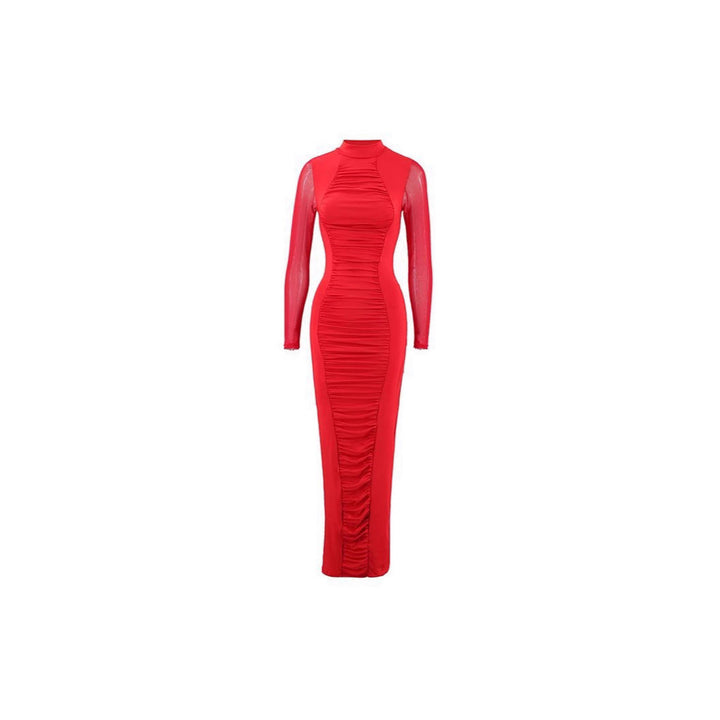 Maxi dress for women with a form-fitting cut and gathers Lune London