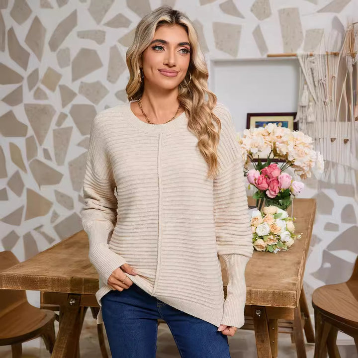 Pull en tricot pour femmes avec une structure à côtes fines et une coupe décontractée Chic & Stil