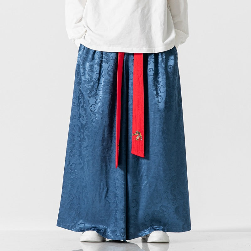 Lune London Wide Harem Pants for Women with Decorative Belt and Fine Pattern