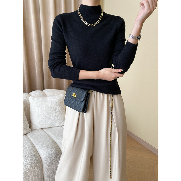 Ladies fitted turtleneck top made of fine ribbed knit Chic & Stil