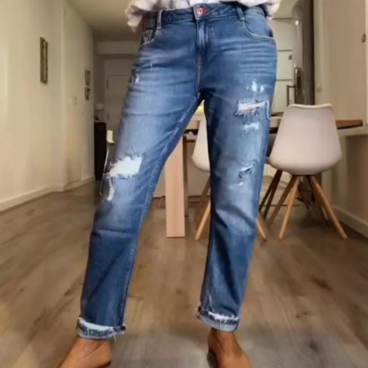 Women Casual Fit Denim Jeans Zerfledderte Lune London
