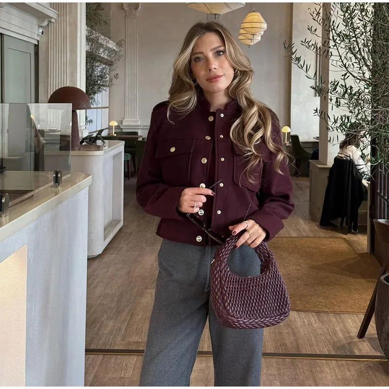 Fashionable women's jacket with decorative button details and practical pockets Lune London