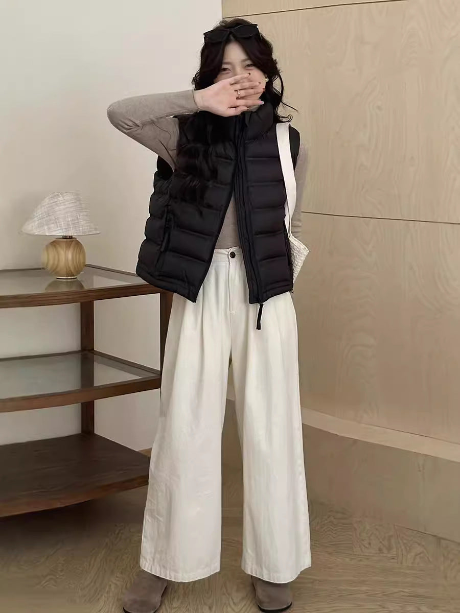 Ladies quilted gilet with adjustable drawstring waist and practical pockets Lune London