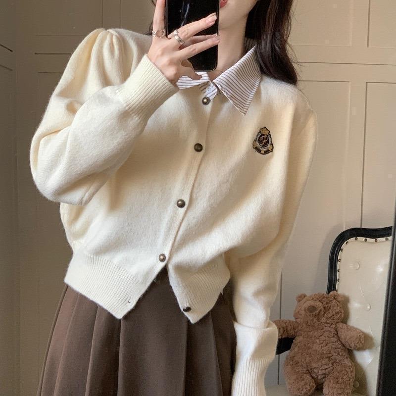 Cardigan tricot en cachemire pour femmes avec boutons dorés Chic & Stil