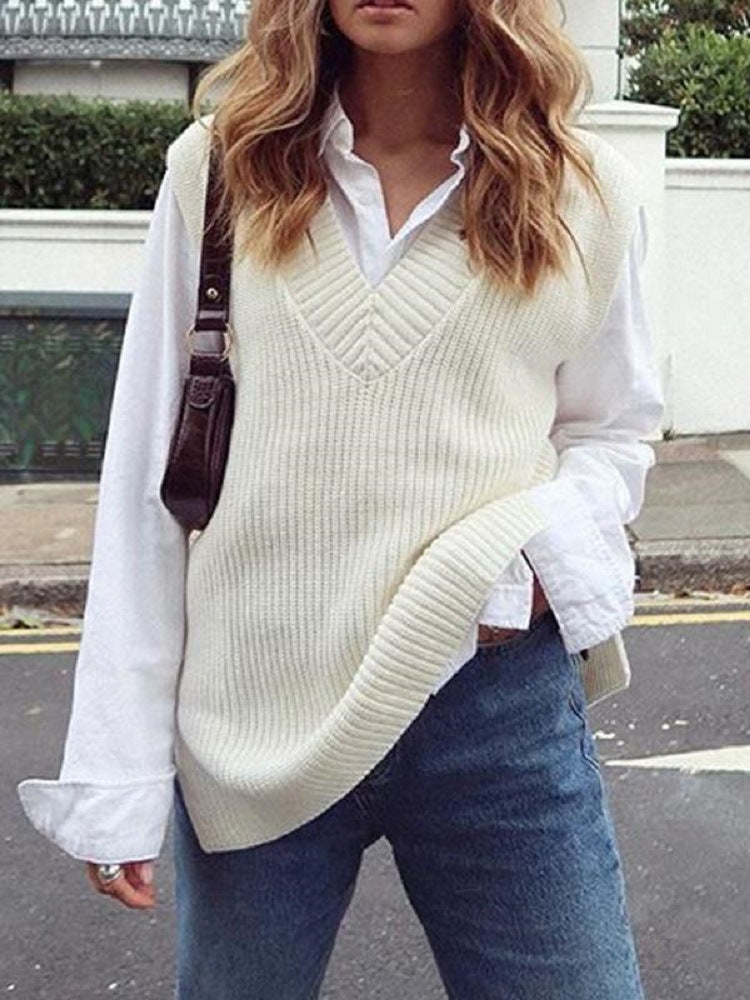 Modern oversized knit cardigan for women with chic V-neck.