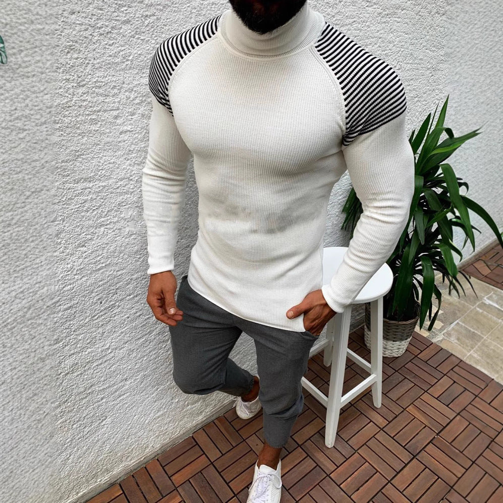 Men's high-quality functional sweater with stylish high collar and chic textured design
