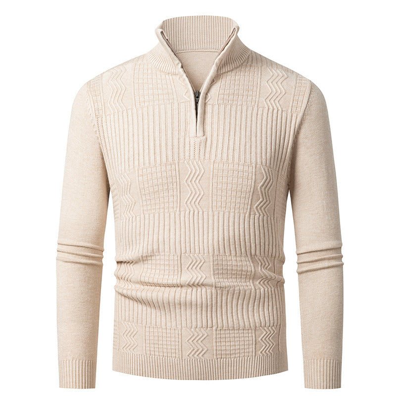 Men's knit sweater with modern zipper and textured surface Lune London