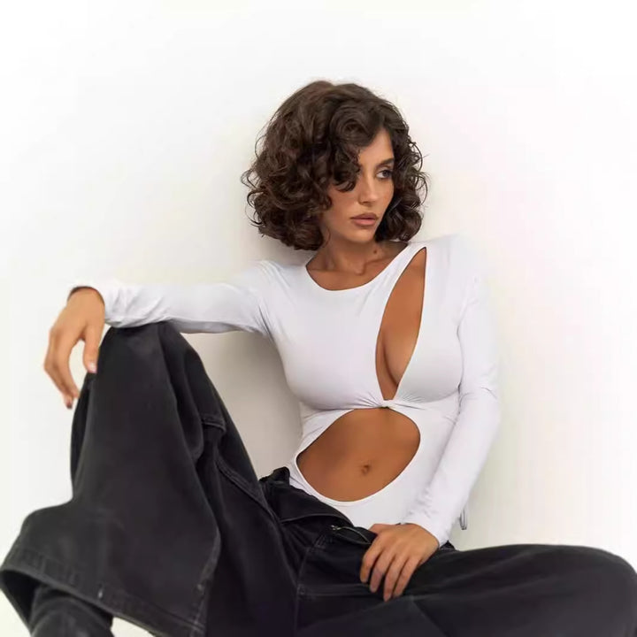 One-piece swimsuit for women with innovative cut and long sleeves Lune London