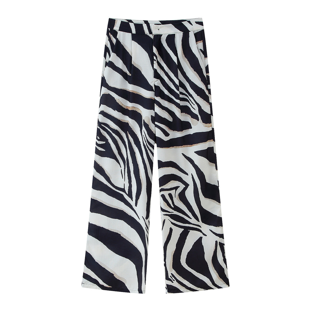 Ladies wide Palazzo pants with elegant zebra pattern Lune London